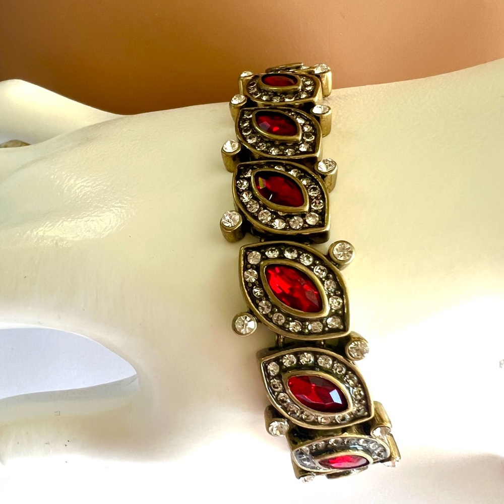 Heidi Daus Worth Waiting For Bracelet Siam Red color Swarovski crystals EUC